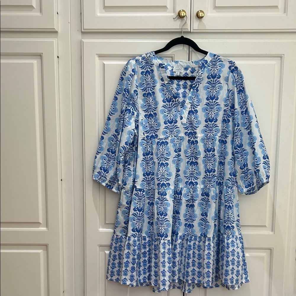 Mud Pie Blue and White Floral Tunic